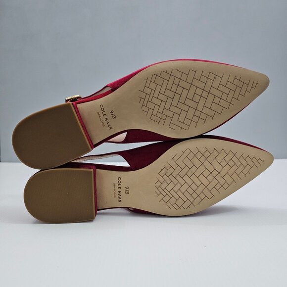 Cole Haan Mazie Slingback Flat Womens 9.5 Rio Red Suede Pointed Toe Low Heel NEW - Picture 11 of 13
